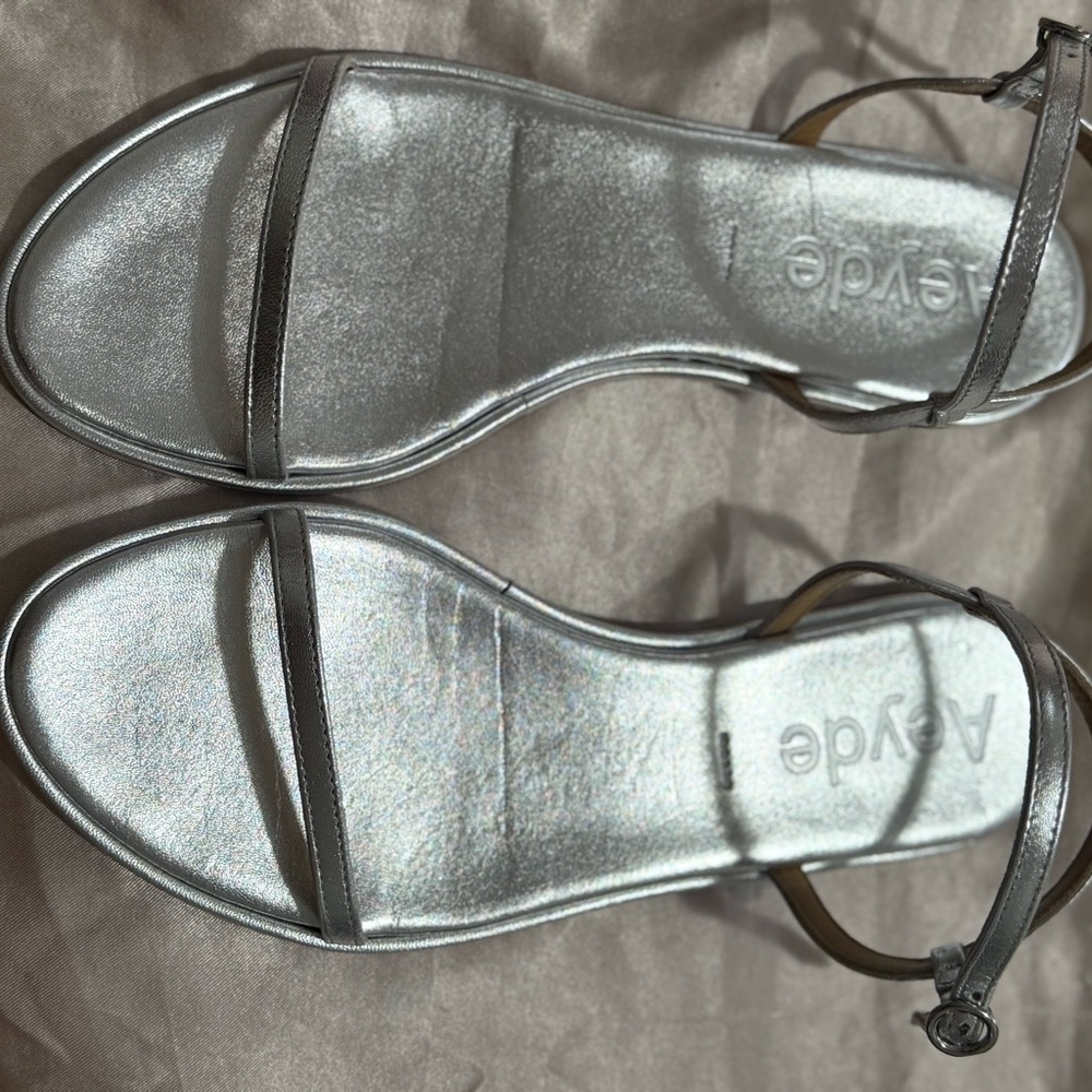 Aeyde Nettie Leather Sandals - Silver - Picture 4 of 6
